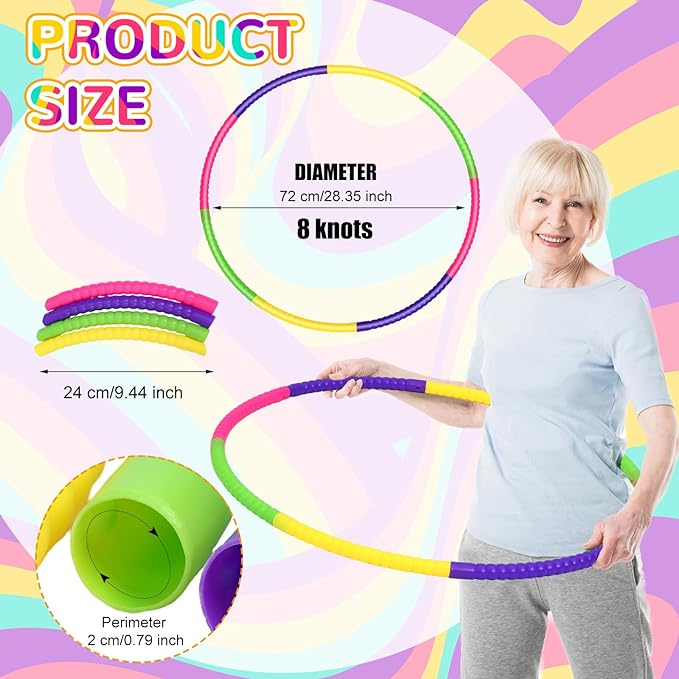 Sratte 12 Pcs Toy Hoop for Kid Detachable Adjustable Toy Hoop Colored Hoop - Image 2