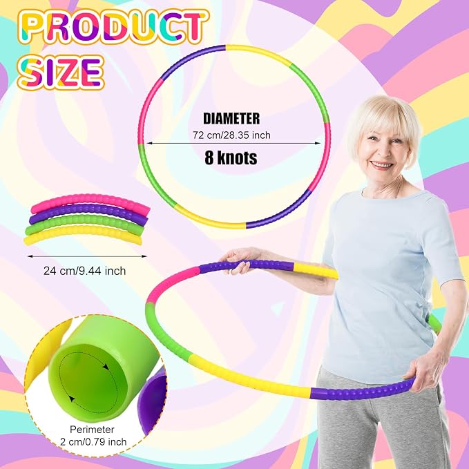 Sratte 8 Pcs Color Hoop Detachable Adjustable Exercise Ring Plastic Hoop - Image 2