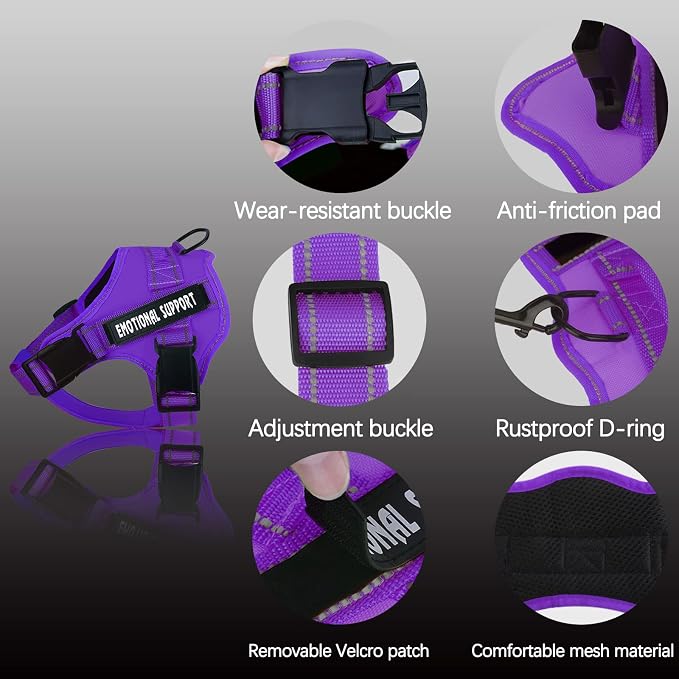 voopet Service Dog Harness, Emotional Support Pet Vest Harness, Reflective - Image 2