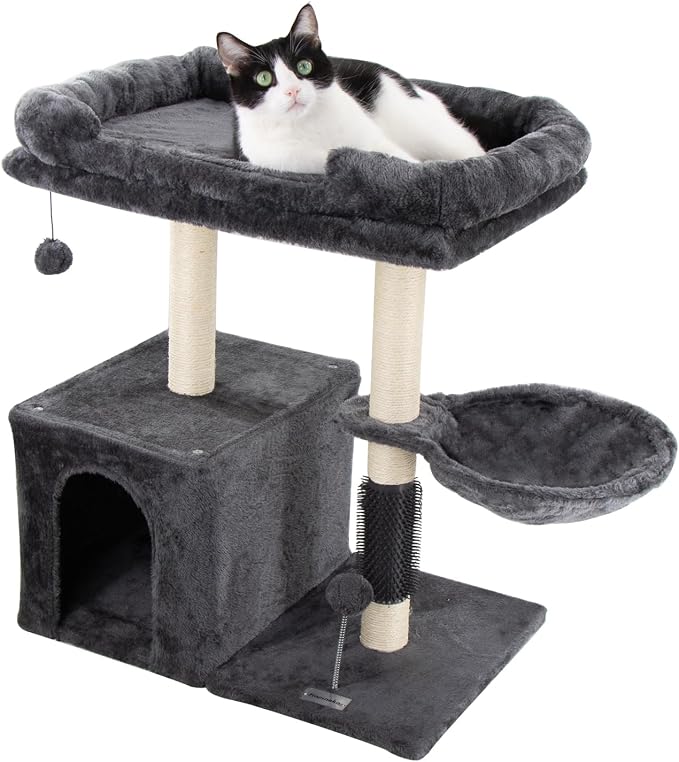28.4" Small Cat Tree Tower, Cat Scratching Post by Hapineko
