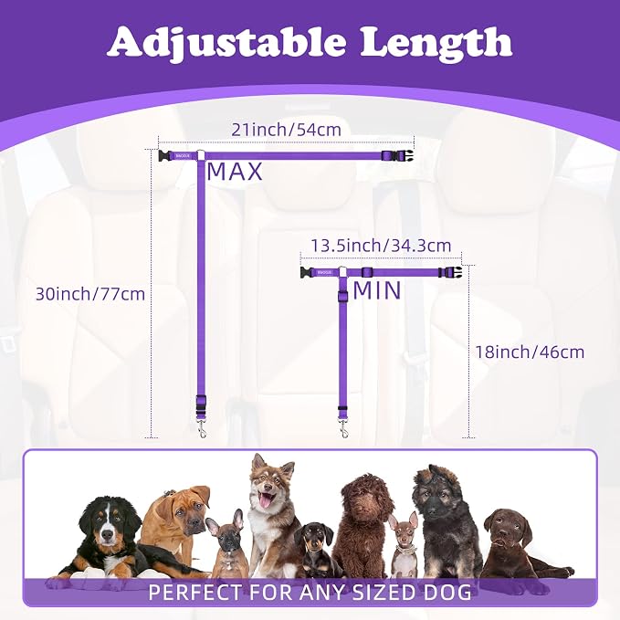 BWOGUE 2 Packs Dog Cat Safety Seat Belt Strap Car Headrest Restraint Adjustable - Image 4