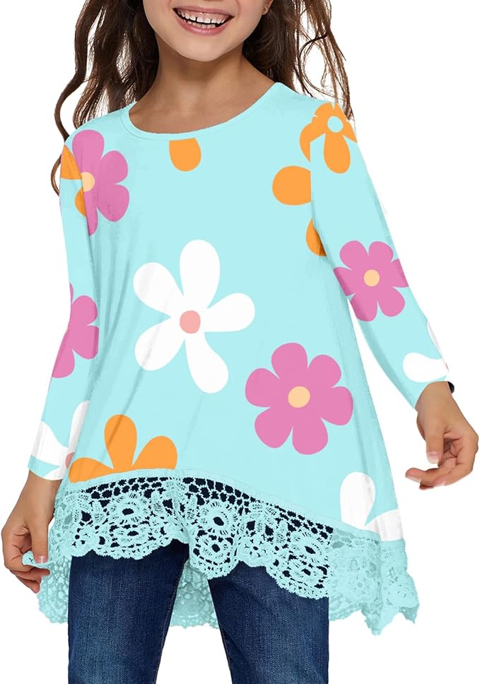 storeofbaby Girls Casual Tunic Tops Short Sleeve Loose Soft Blouse T-Shirt - Image 2