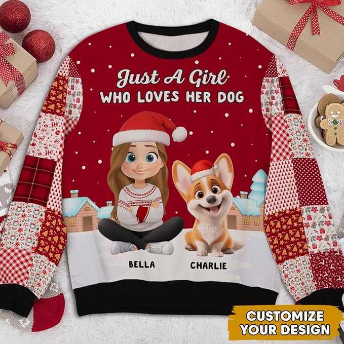 Wrappiness A Girl And Her Dog Christmas Sweatshirt - Image 2