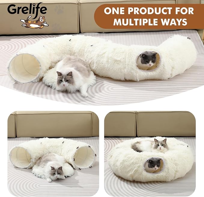 Grelife Cat Tunnel Bed for Indoor Cats, Cute Cat Tunnel Toys, Cat Donut Tunnel - Image 2