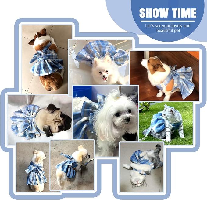 PETCARE Plaid Dog Dress Bow Tie Harness Leash Set - Image 5