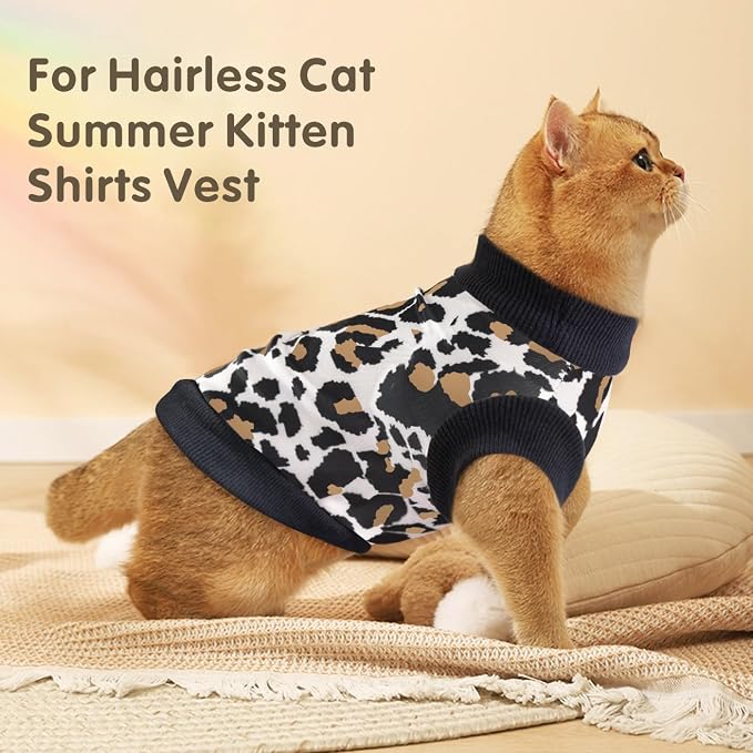 Idepet Cat Clothes Kitten Sweater Soft Kitten Shirt Cute Leopard Print Kitty - Image 6