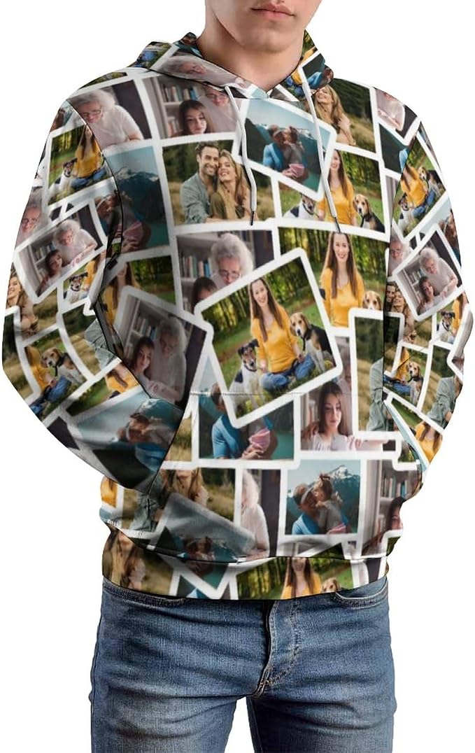 Artsadd Custom Face Unisex athletic Pockets Sweatshirt Loose Hoodie Custom - Image 2