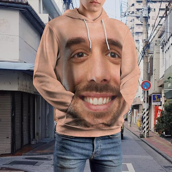 Artsadd Custom Face Unisex athletic Pockets Sweatshirt Loose Hoodie Custom - Image 5