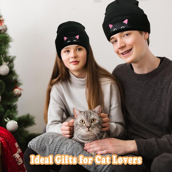 Women’s Cat Beanie, Cute Animal Knitted Hats Cat Lovers Gifts, Funny Christmas - Image 6