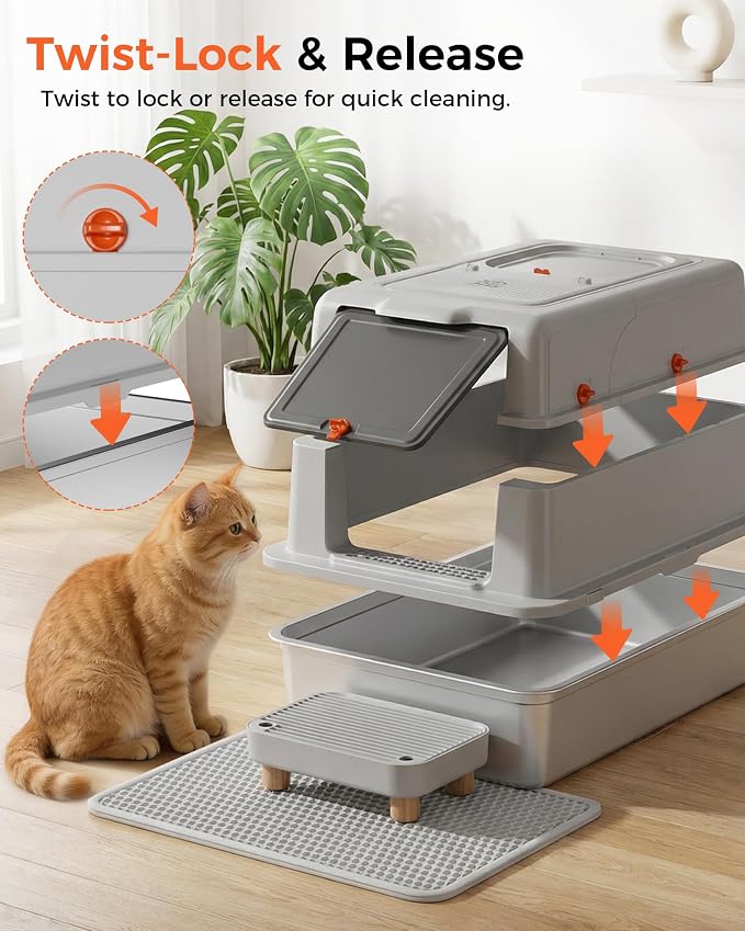 GTPLAYER XXXL Stainless Steel Cat Litter Box - Image 5