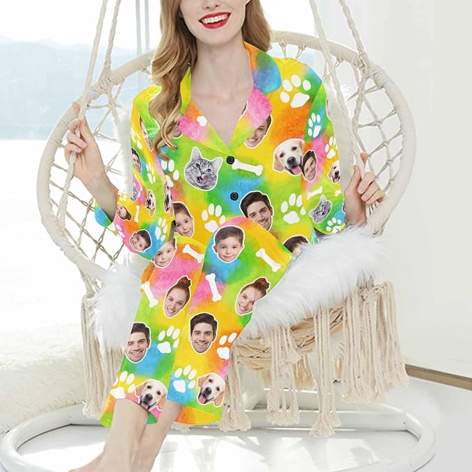 Artsadd Custom Pajamas for Women Men Family, Personalized Face Pjs Pajama Pants - Image 3