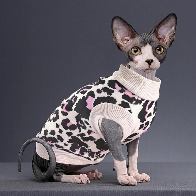 Idepet Cat Clothes Kitten Sweater Soft Kitten Shirt Cute Leopard Print Kitty - Image 3