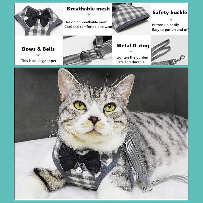 Cat Harness, Dog Harness and Leash Set, Bunny Rabbit Ferret Harness - Image 2