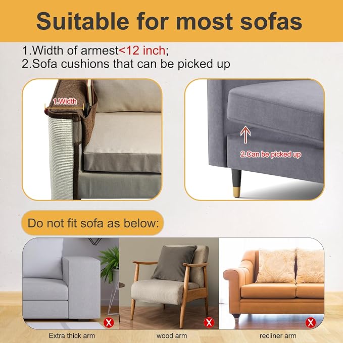 Upgraded Cat Scratch Furniture Protector, Cat Scratch Sofa Arm Sheild - Image 4