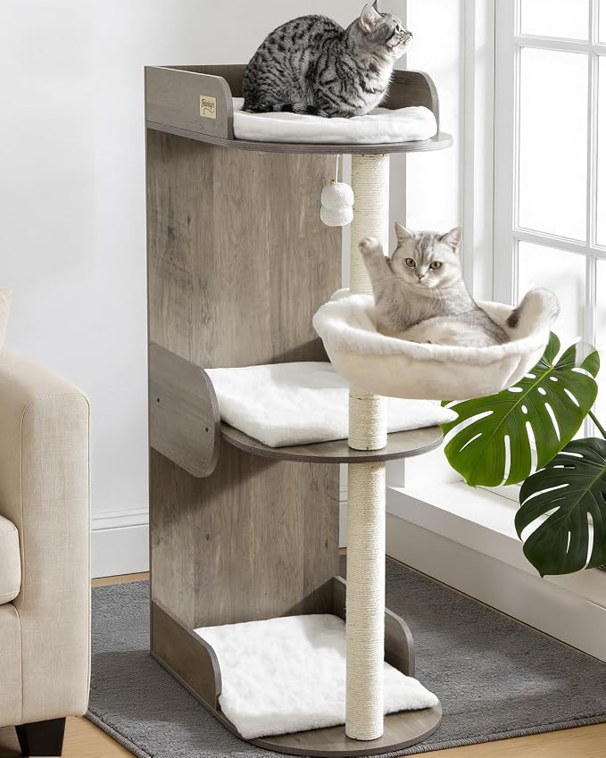 Modern Wood Cat Tree Tower for Indoor Large Cats, Cat Scratching Posts by FeliskynCatTreeTower