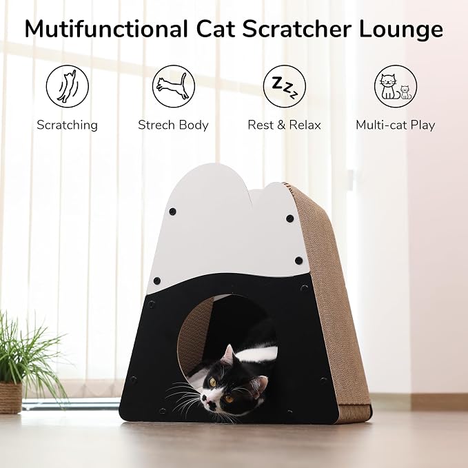 FUKUMARU Cat Scratcher House, 19.5 Inch Cozy Cardboard Cat Scratcher, Moutain - Image 2