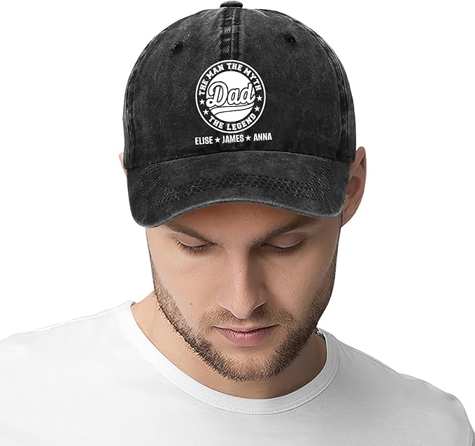 Personalized Vintage Washed Denim Dad Hat, Custom Baseball Cap - Image 6