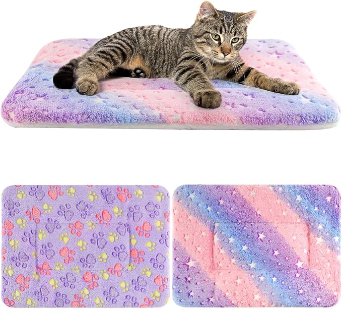 2 Pack Cat Blanket for Indoor Cat, Warm Calming Kitten & Puppy Beds for Anxiety by Tierecare