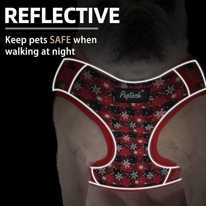 PUPTECK Christmas Small Dog Harness and Leash Set, No Pull Adjustable Puppy Cat - Image 5