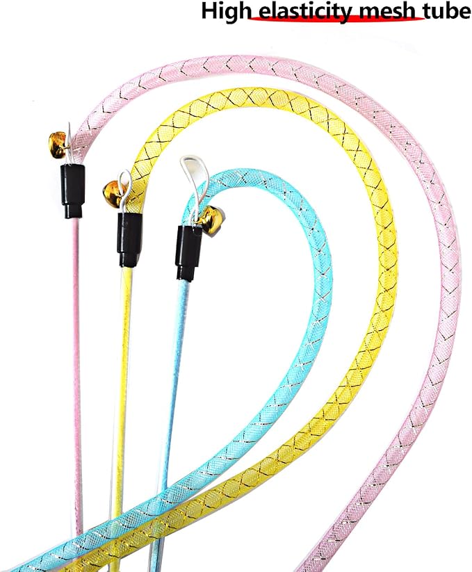 IUHKBH Cat Wands, 3 Colors Mesh Tube Teaser Toys Cute Kitten Wand Interactive - Image 3
