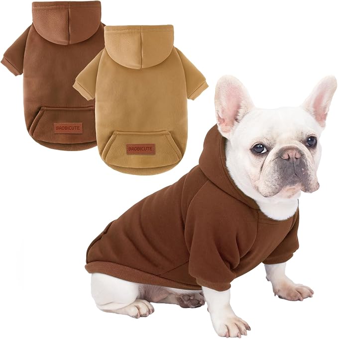 2 Pack Dog Hoodie Warm Hood Dog Sweater Cold Weather Small Dogs Sweatshirt by BAOBICUTE