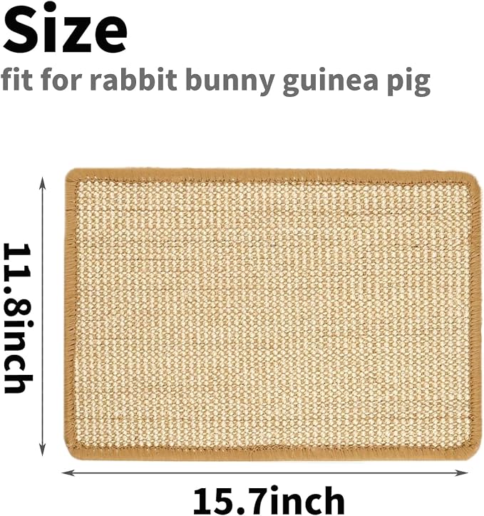 PODOO Bunny Scratch Pads, Sisal Rabbit Scratching Pad, Natural Rabbit Resting - Image 2