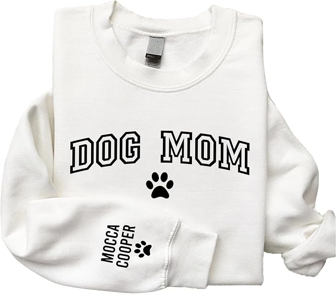 Personalized Dog Mom Sweatshirt, Custom Pet Name Sweater by Unknown