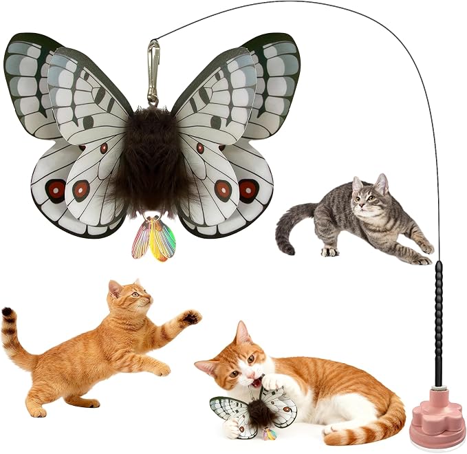 Walfront Cat Toys Interactive Teaser Wand, Butterfly Attachment by Walfront
