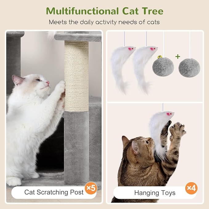 Globlazer Large Cat Tree, 80 inch Multi-Level Tall Climbing Tower Kitty Condos - Image 5