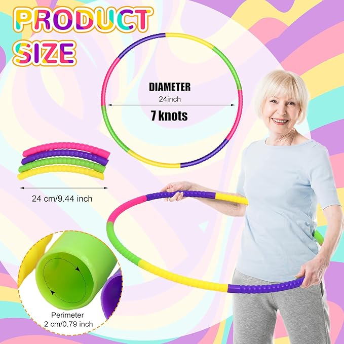 Sratte 12 Pcs Toy Hoop for Kid Detachable Adjustable Toy Hoop Colored Hoop - Image 3
