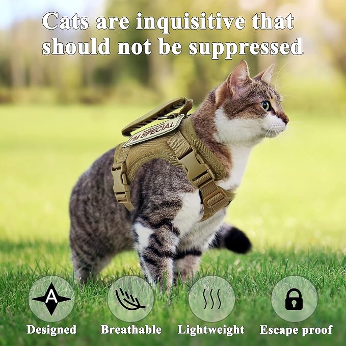 Tactical cat Vest Adjustable Kitten Harness no Pull Puppy Vest - Image 3