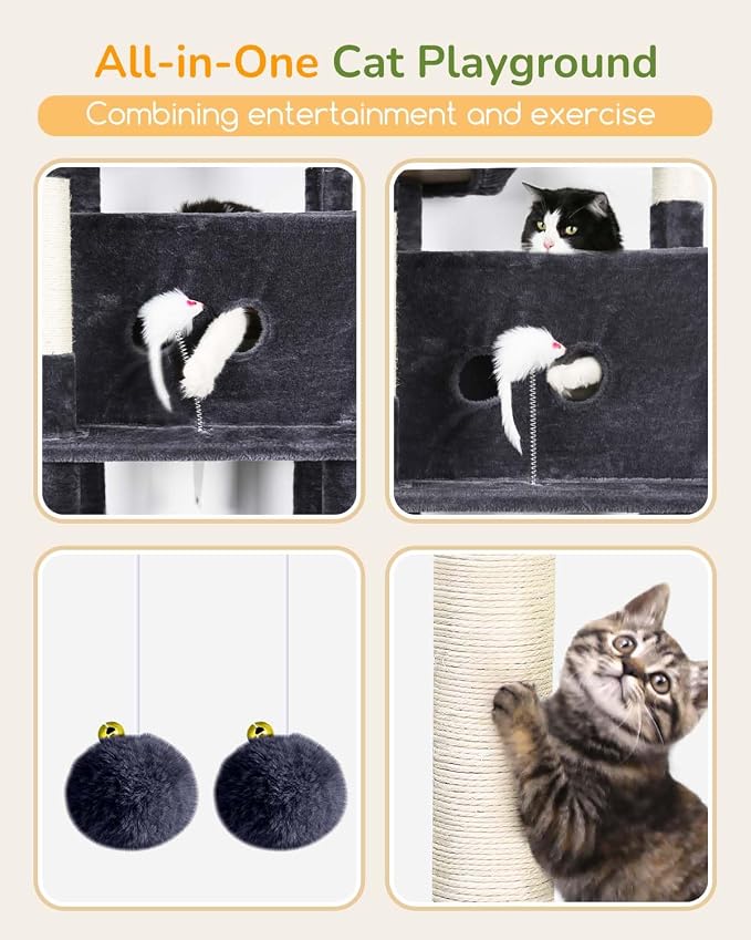 Globlazer Heavy Duty Cat Tree Tower 80in Tall Extra Large Cat Tree Tower - Image 5