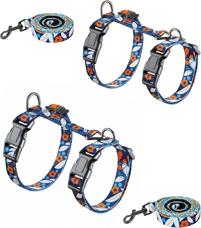 Halypet 2-Pack Cat Harness and Leash Set, Escape Proof 3-in-1 Adjustable Harness by DOMoreWithYourPet