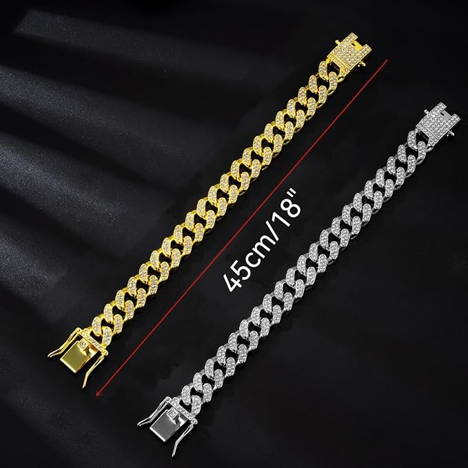 2 Pcs Diamond Cuban Link Kitten Walking Collar - Image 2