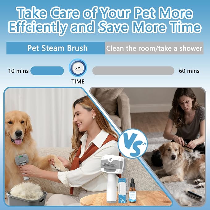 Pet Steam Brush for Dogs & Cats – Self Cleaning, 3 in 1 Hair Removal Comb Steam - Image 8