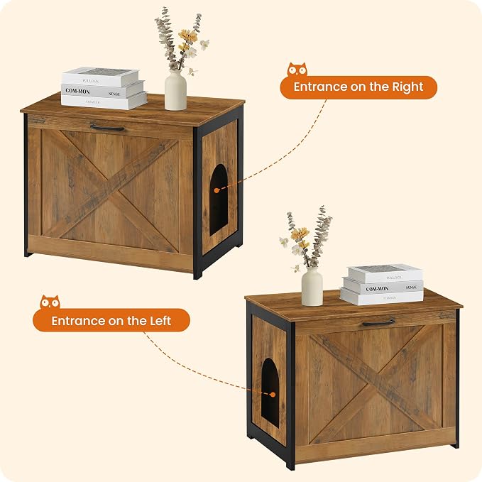 Dwanton Cat Litter Box Furniture Hidden, Cat Litter Box Enclosure, Reversible - Image 5