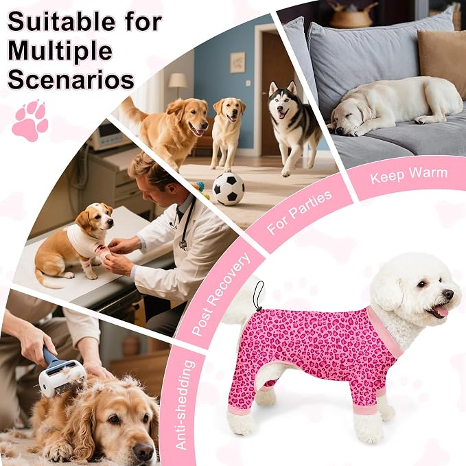 Bienbee Dog Pajamas, 4 Pack Dog Recovery Suit Shedding Suit Cute Soft Puppy - Image 7