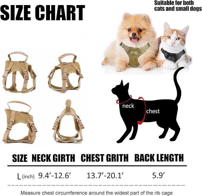 AIWAI Tactical Cat Harness for Walking Escape Proof, Adjustable Pet Vest Harness - Image 8