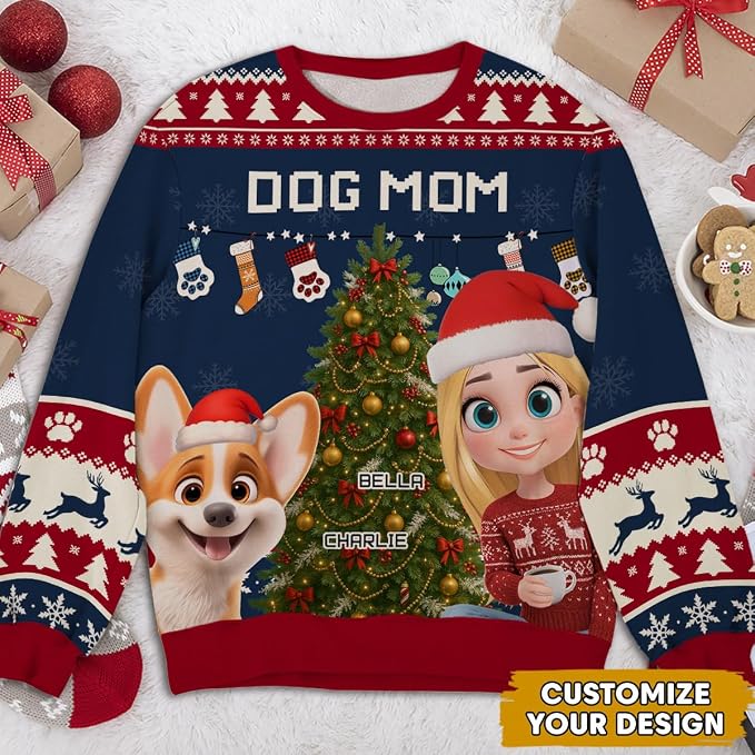 Wrappiness A Girl And Her Dog Christmas Sweatshirt - Image 2