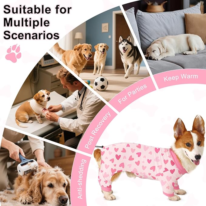 Bienbee Dog Pajamas, 4 Pack Dog Recovery Suit Shedding Suit Cute Soft Puppy - Image 7