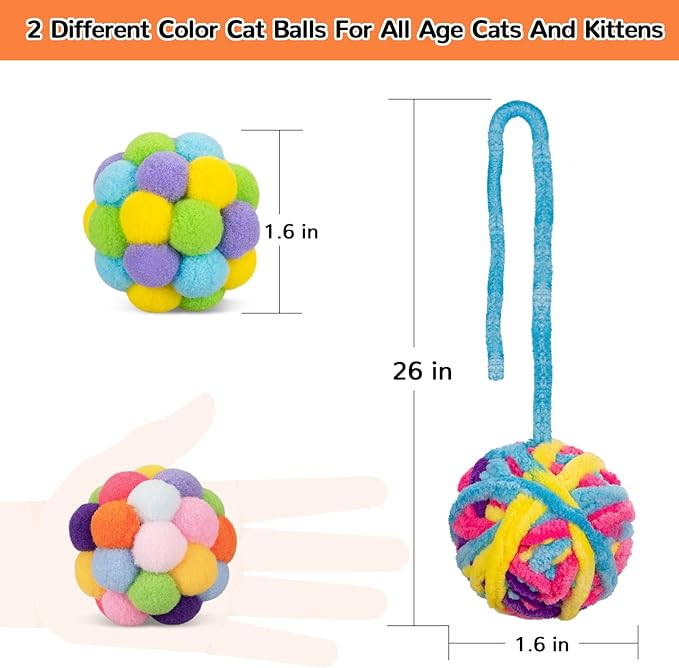 Retro Shaw Cat Toys Balls, Interactive Kitten Toys - Image 5