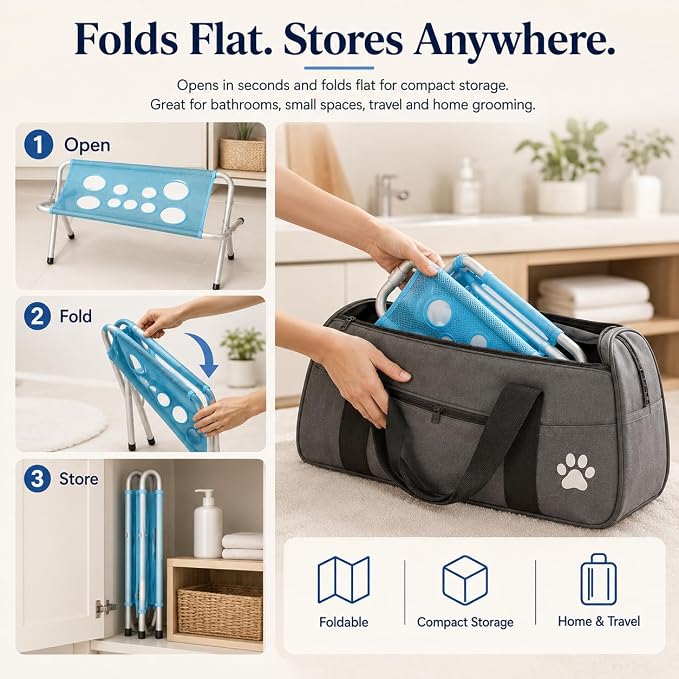 Pet Dog Bath Hammock, Cat Shower Grooming Table Hammock with Foldable Stand - Image 5