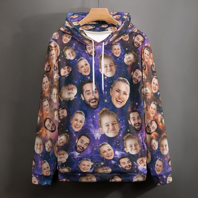 Artsadd Custom Face Unisex athletic Pockets Sweatshirt Loose Hoodie Custom - Image 5
