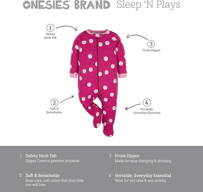 Onesies Brand Baby Girls' 4-pack Sleep 'N Play Footies Multi Pack - Image 6