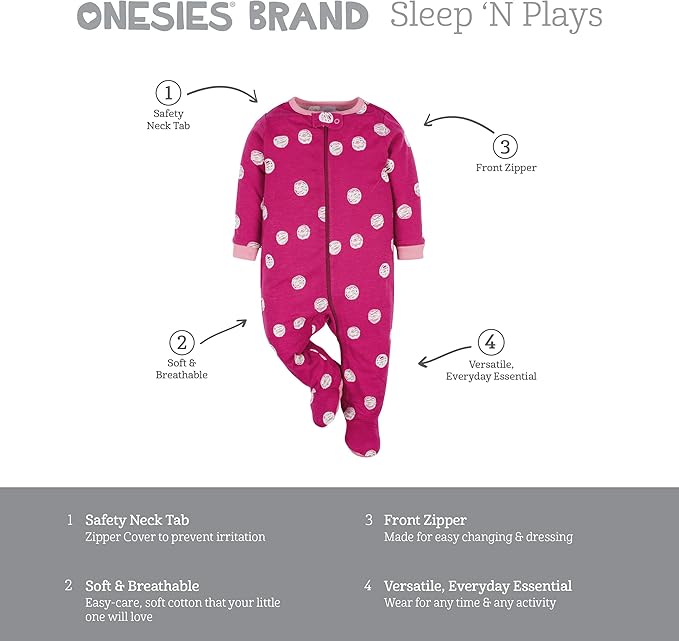 Onesies Brand Baby Girls' 4-pack Sleep 'N Play Footies Multi Pack - Image 6
