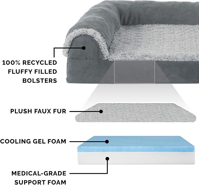 Furhaven Cooling Gel Dog Bed for Medium/Small Dogs w/ Removable Bolsters & - Image 4