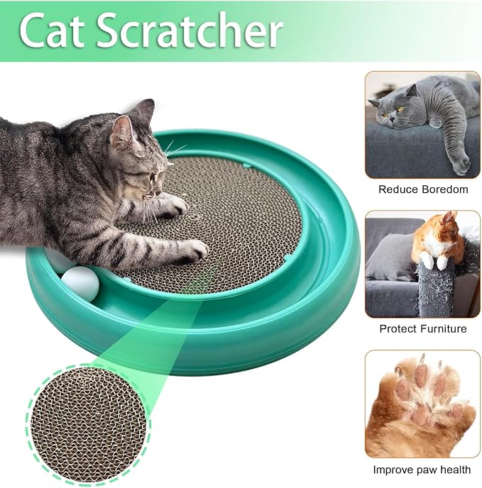 Interactive Cat Ball Track Toy for Indoor Cats, Cat Scratching Board & Exercise - Image 2