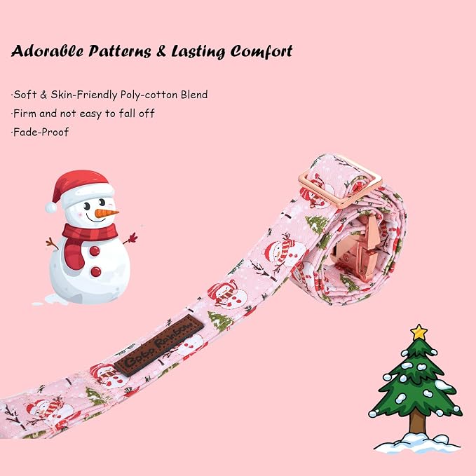 Christmas Dog Collar, Christmas Tree and Snowman Print Cute Winter Holiday - Image 3