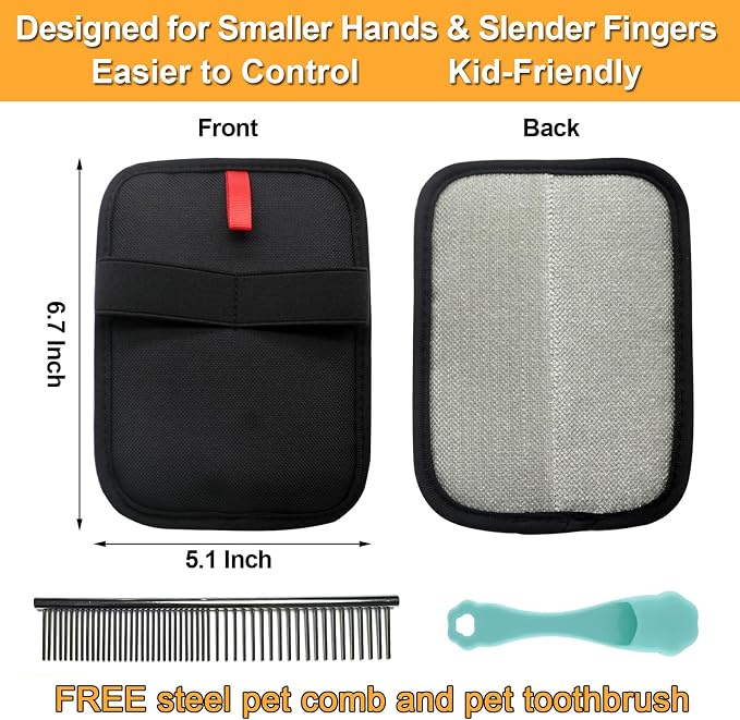 Pet Hair Removal Glove for Small Hands, Reusable Grooming & Shedding Tool - Image 2