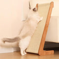 Sisal Cat Scratcher for Indoor Cats, Beechwood Base, Natural Sisal Woven by Tismucel